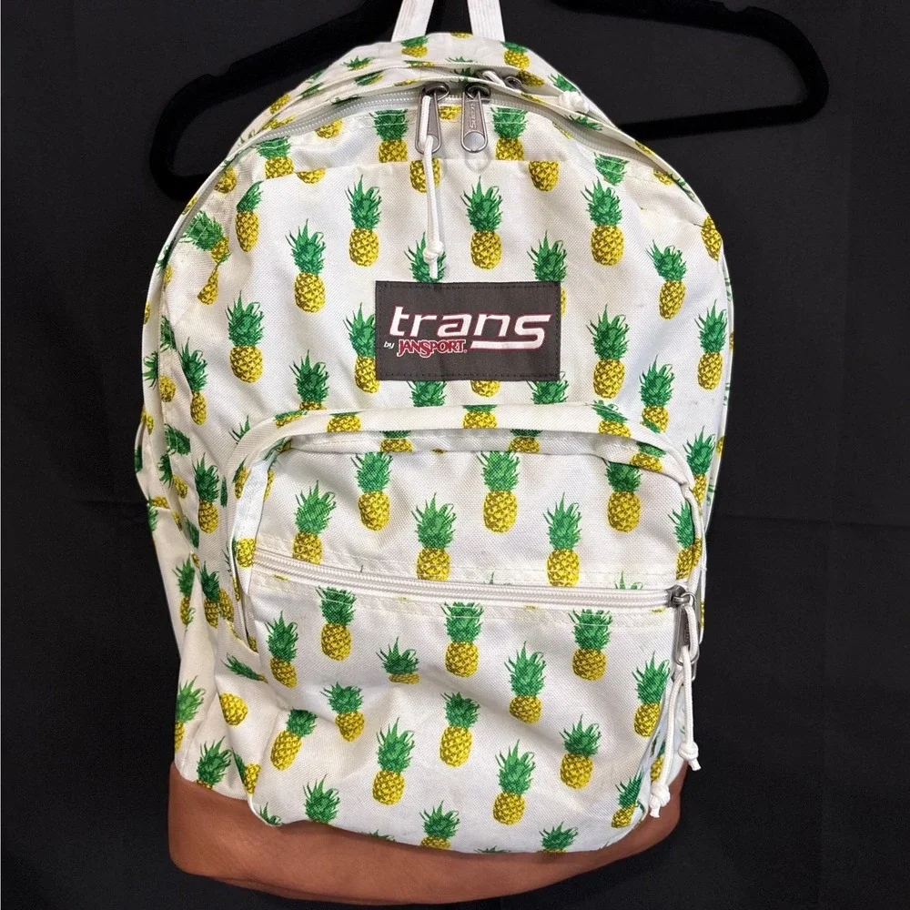 Trans by JanSport Pineapple Print Backpack JS0A33S3 Brown Faux Leather Bottom